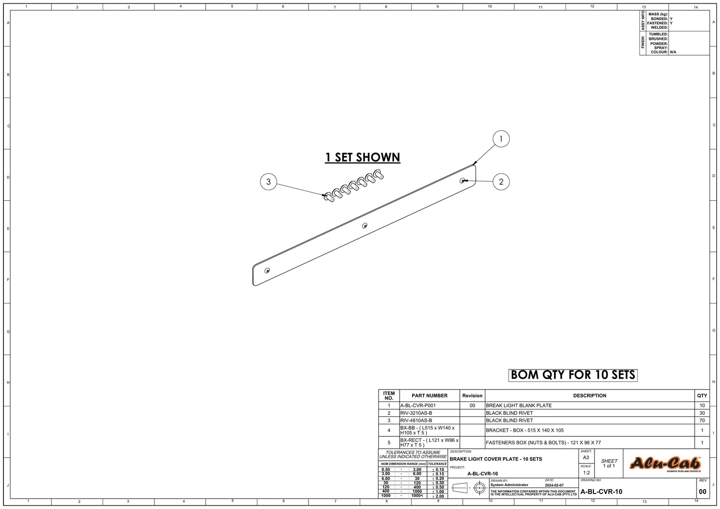 BRAKE LIGHT COVER PLATE - 10 SETS