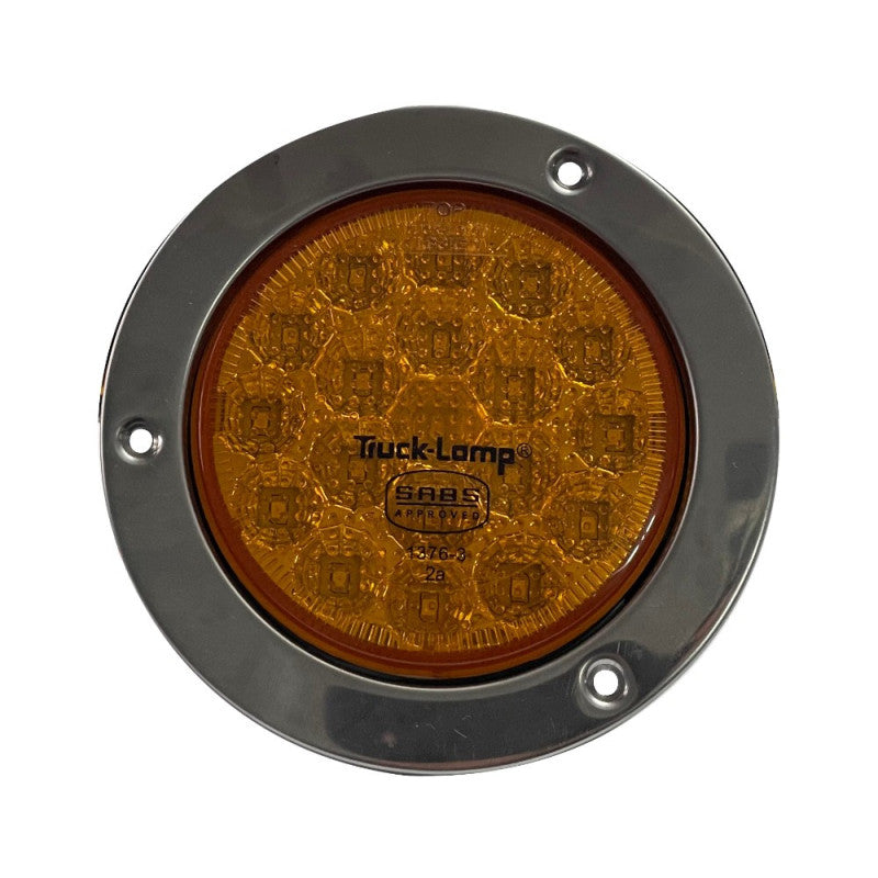 LED Amber Indicator Light Round Metal Flange