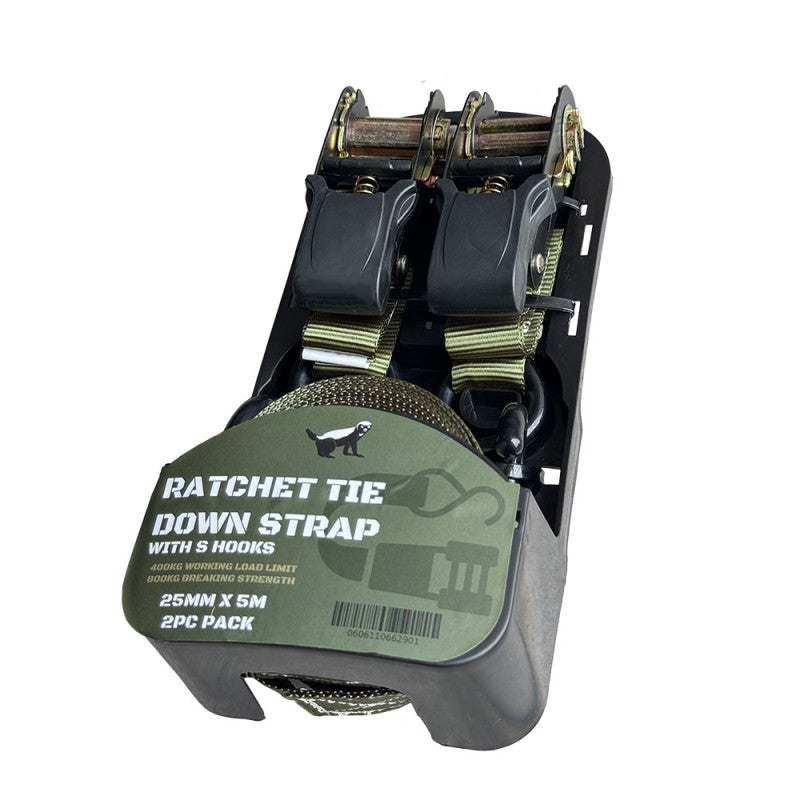 Ratchet Tie Down straps - 5m x 25mm SET of 2