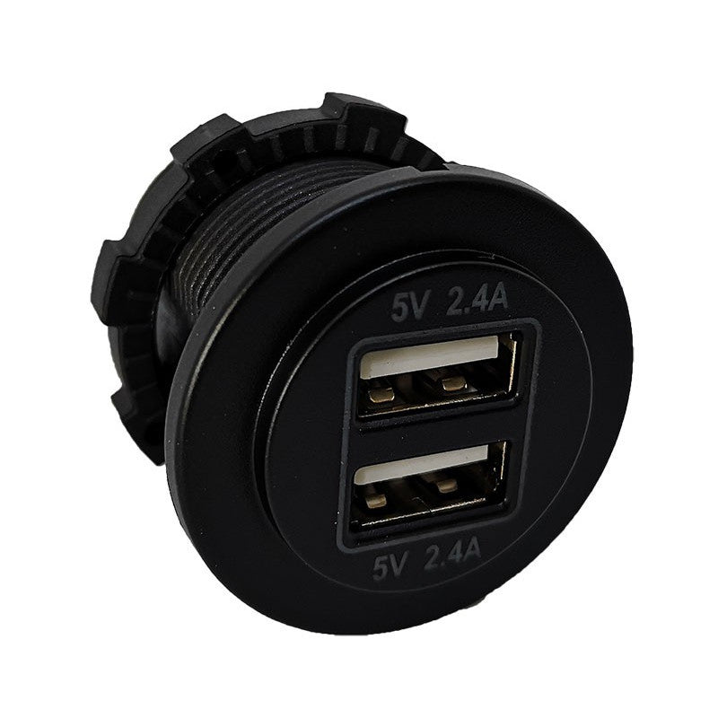 USB Charger - Round - Dual Port - 2x 2.4A