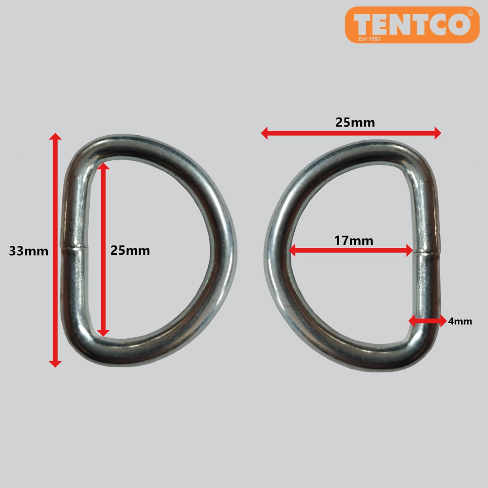 D-Ring Steel 25mm Pack of 5