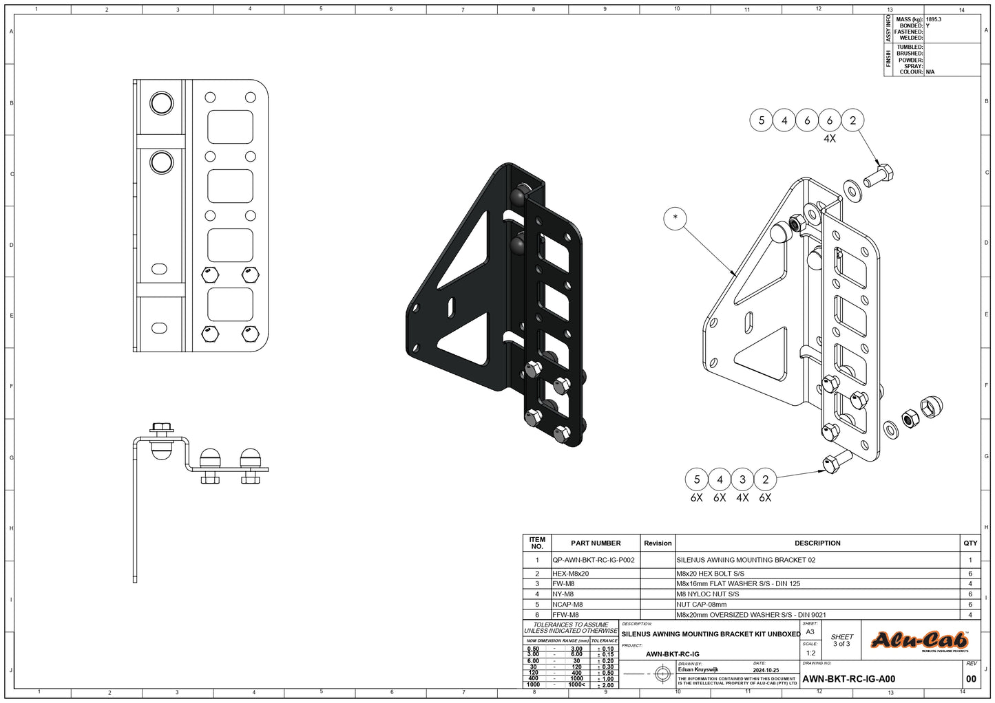 SHADOW AWNING / SILENUS (INEOS) BRACKET (LHS & RHS)