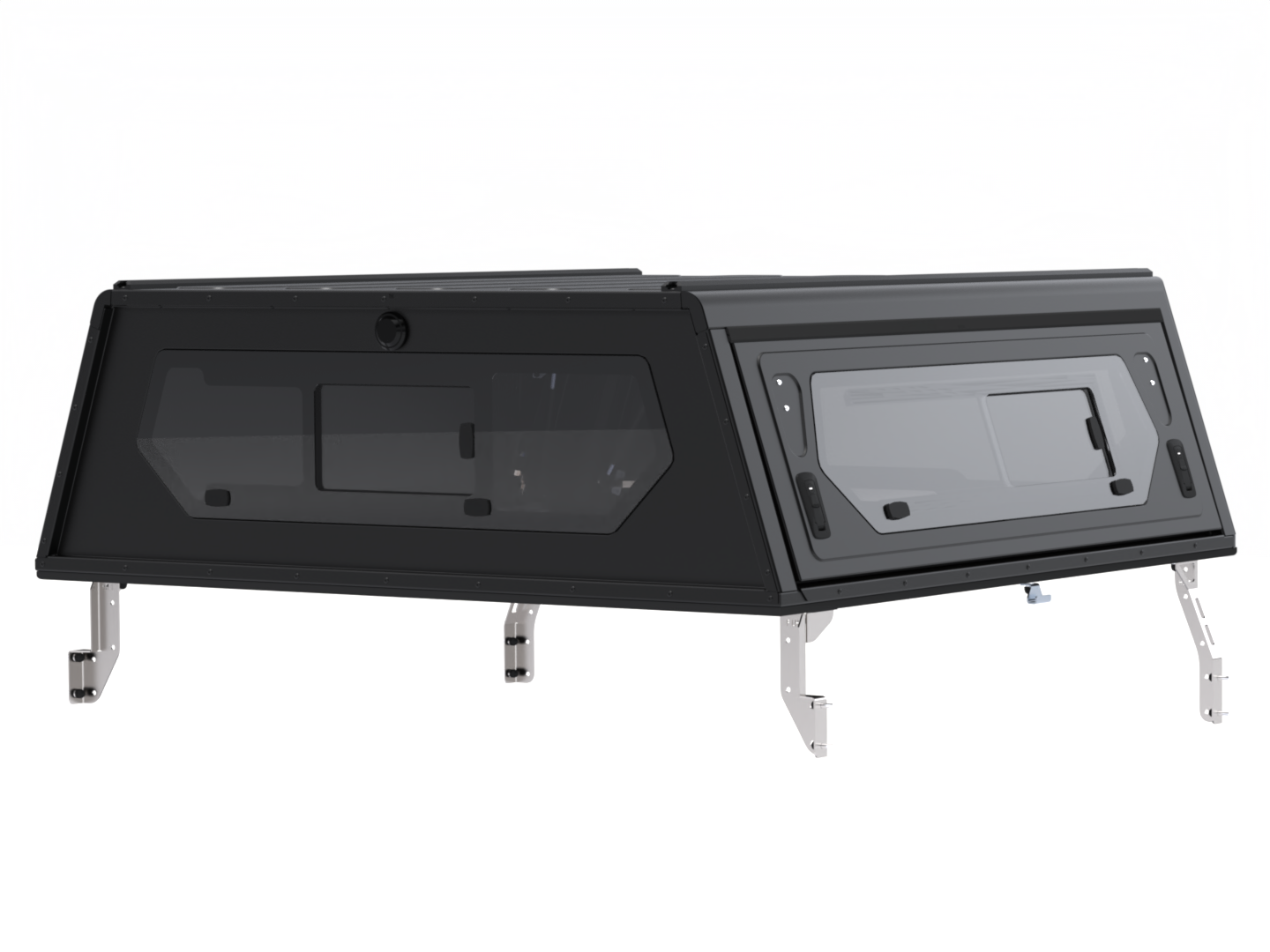 CONTOUR CANOPY - HILUX REVO 16+ - DC - BLACK - SIDE WINDOWS INCL