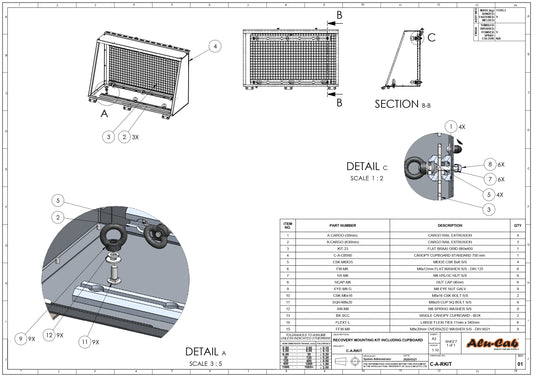 RECOVERING MOUNTING KIT INCLUDING CUPBOARD - LAND CRUISER