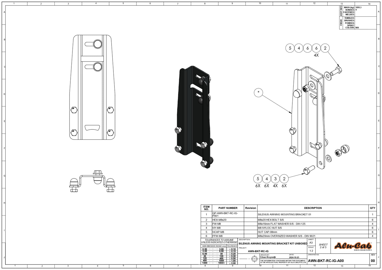 SHADOW AWNING / SILENUS (INEOS) BRACKET (LHS & RHS)