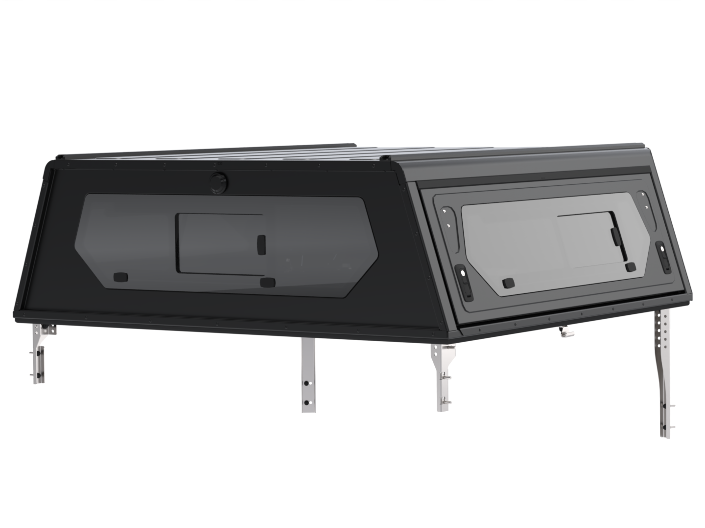 EOL - CONTOUR CANOPY - ISUZU 20 - DC - BLACK - SIDE WINDOWS INCL