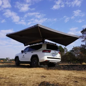 Ostrich Wing Awning - Mounting Side: Right / Canvas Colour: Olive / Bag Colour: Black