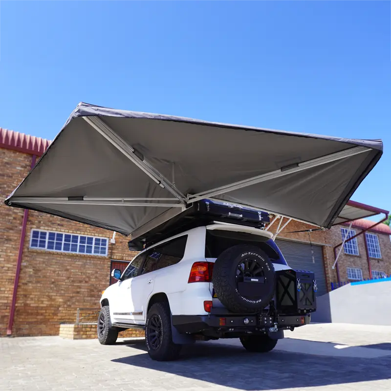 Ostrich Wing Awning - Mounting Side: Right / Canvas Colour: Olive / Bag Colour: Black