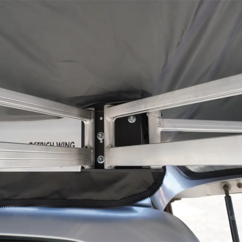 Ostrich Wing Awning - Mounting Side: Left / Canvas Colour: Grey / Bag Colour: Black