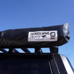 Ostrich Wing Awning - Mounting Side: Right / Canvas Colour: Olive / Bag Colour: Black