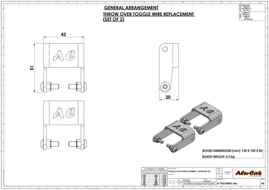 THROW OVER TOGGLE WIRE REPLACEMENT (SET OF 2)
