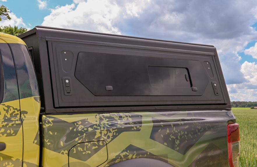 CONTOUR CANOPY - FORD RANGER T6 - DC - BLACK - SIDE WINDOWS INCL