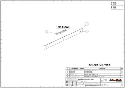 BRAKE LIGHT COVER PLATE - 10 SETS