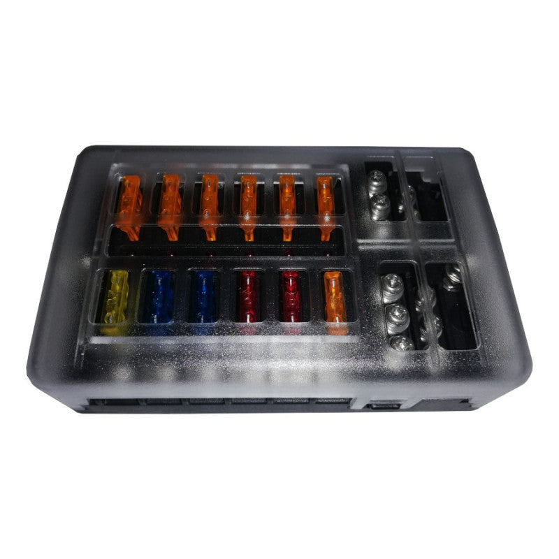 Fuse Box - 1 in and 12 out with Negative bus and LED indicator
