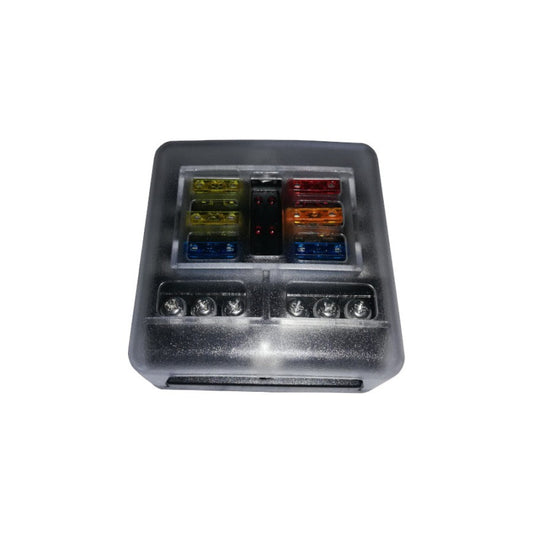 Fuse Box - 1 in and 6 out with Negative bus and LED indicator