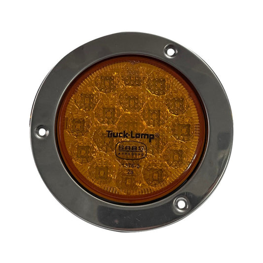 LED Amber Indicator Light Round Metal Flange