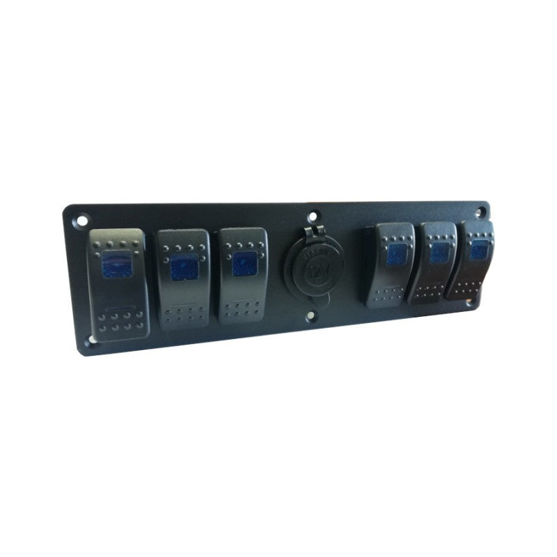 Panel With 6 Rocker Switches + Cig Socket