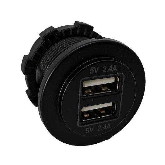 USB Charger - Round - Dual Port - 2x 2.4A