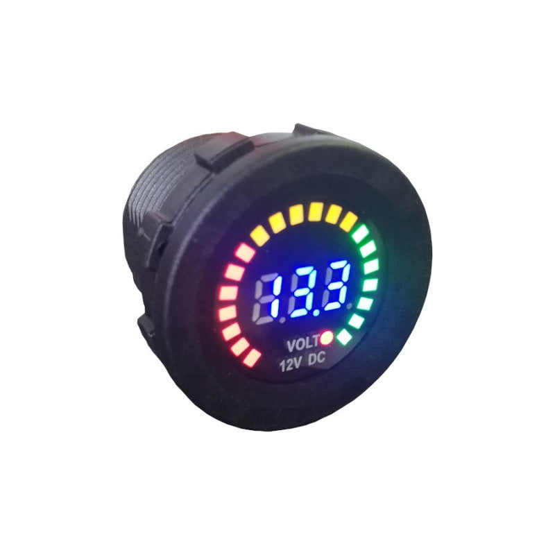 Volt Meter Panel Mount LED Round Display - 12 Volt